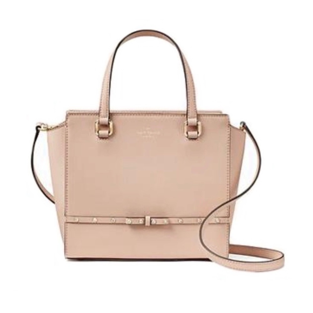 Kate Spade Laurel Way Greer Satchel Studded Bow Crossbody Womens Small Pink